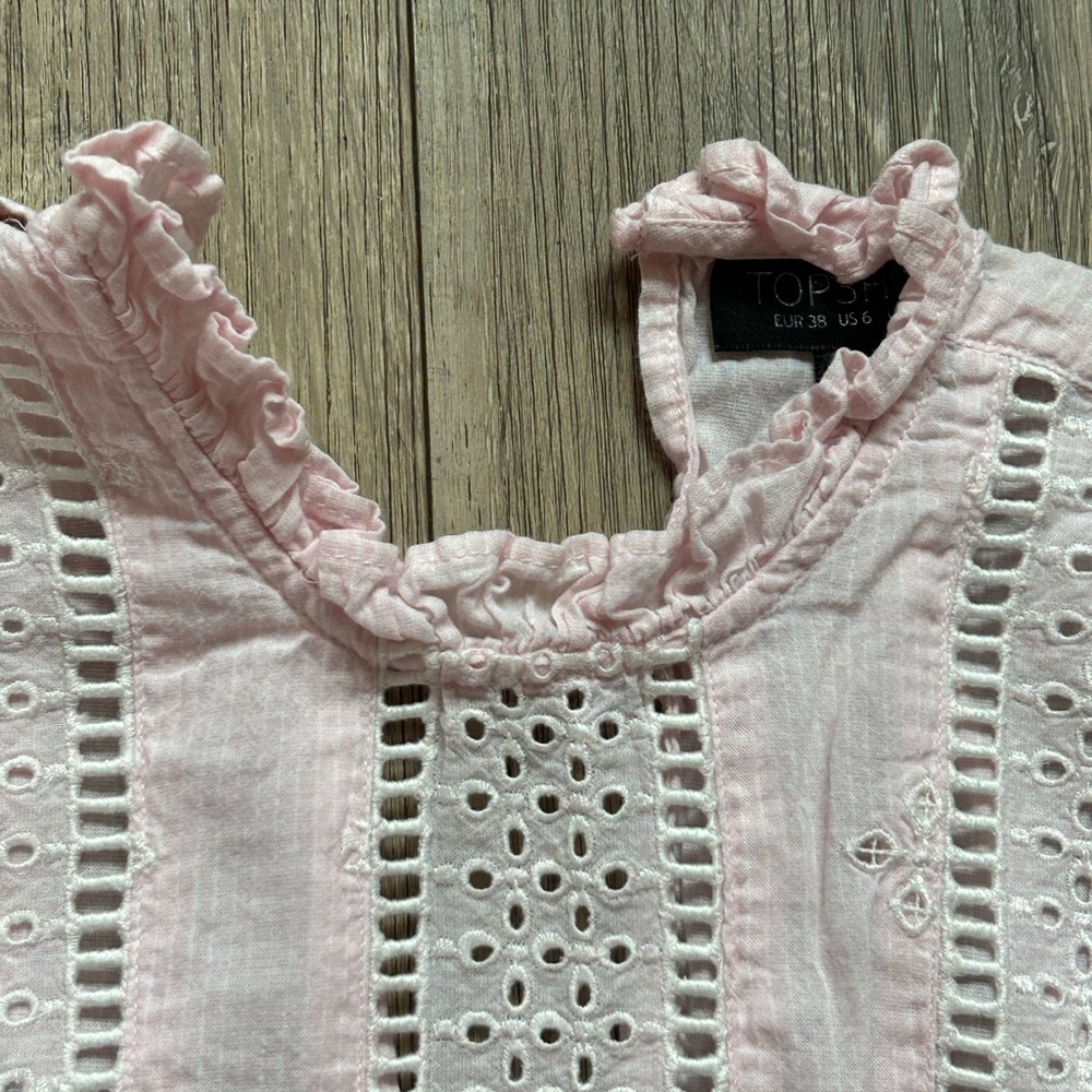 Topshop Pink Eyelet Blouse - Picture 2 of 4